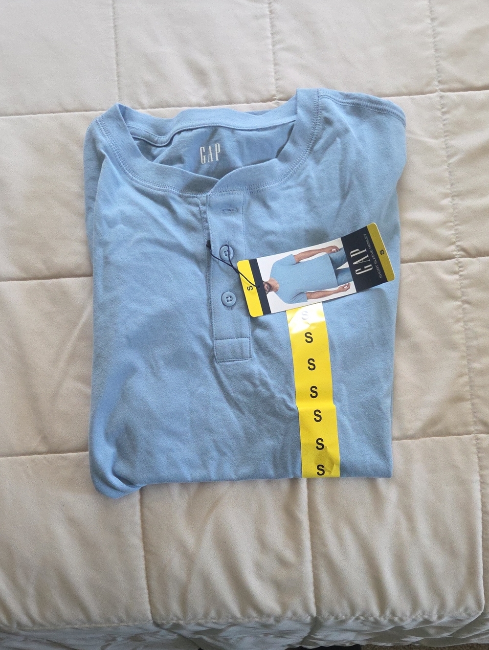GAP Sky Blue Henley Short Placket Tee